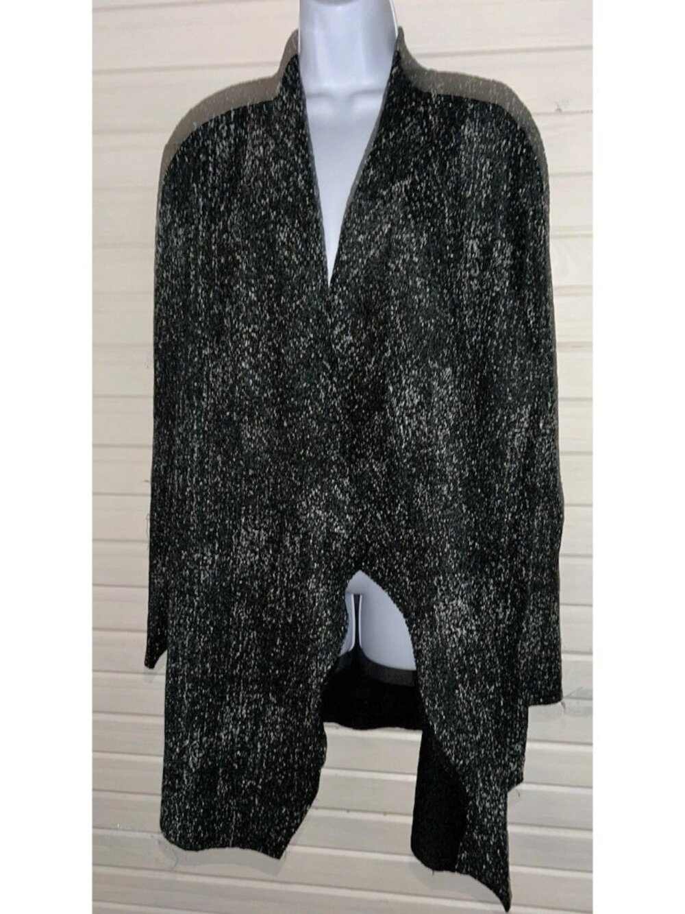 Chicos Travelers Sz 3 (XL) Jade Green Gray Draped Open Front Cardigan Jacket EUC